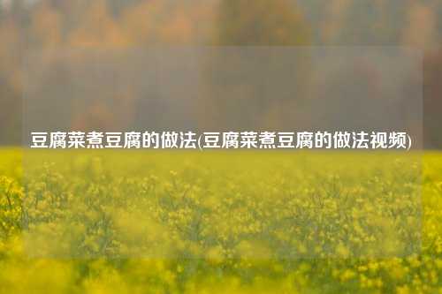 豆腐菜煮豆腐的做法(豆腐菜煮豆腐的做法视频)
